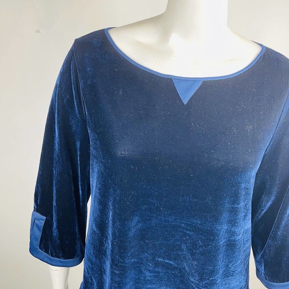Soft Surroundings Womans Sz Large Weekender Velvet Tunic Top Dark Blue #25939 - Picture 3 of 9